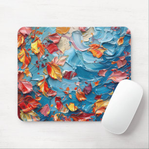 Autumn Drift – Abstract Falling Leaves Art Mouse Pad