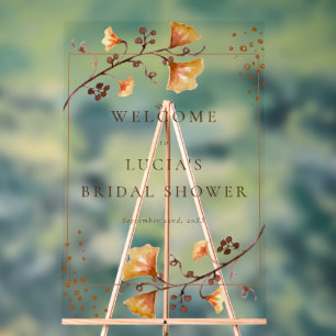 Autumn Dry Leaf Watercolor Bridal Shower Acrylic Sign