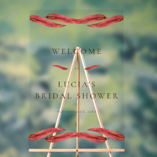 Autumn Dry Leaf Watercolor Bridal Shower Acrylic Sign