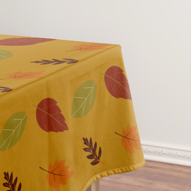 Autumn Earth-Tone Colours Fall Leaves Pattern Tablecloth (In Situ)
