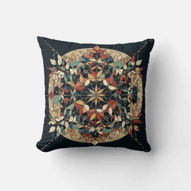 Autumn Earth Tones Geometric Throw Pillow (Front)