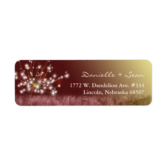 Autumn Elegance Dandelion Wedding Return Address Label