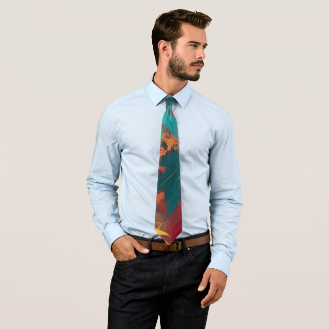 Autumn Elegance Fall Vibrant Leaves Tie (In Situ)