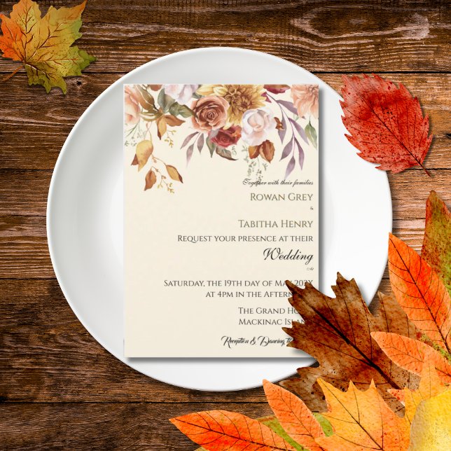Autumn Elegance Fall Watercolor Floral Wedding  Invitation (Creator Uploaded)