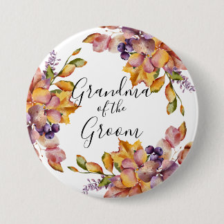 Autumn Elegance Grandma of the Groom 3 Inch Round Button