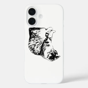 Autumn Elegance in Inked Cat Design iPhone 16 Case