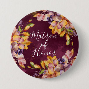 Autumn Elegance  Matron of Honour 3 Inch Round Button