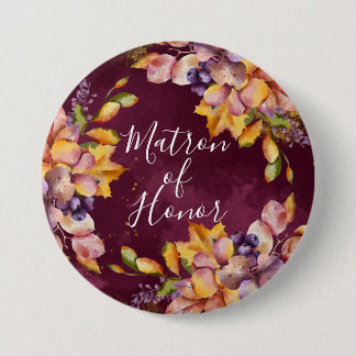 Autumn Elegance Matron of Honour 3 Inch Round Button