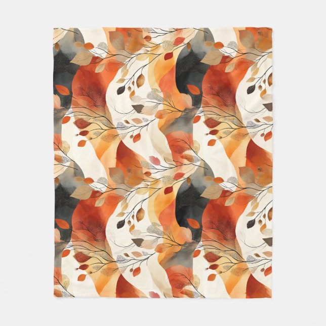 Autumn Elegance Seamless Pattern Fleece Blanket (Front)