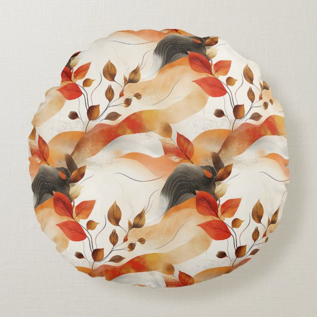 Autumn Elegance Seamless Pattern Round Pillow (Front)