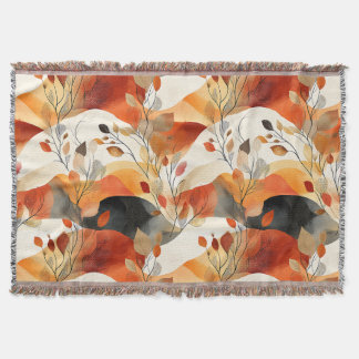 Autumn Elegance Seamless Pattern Throw Blanket