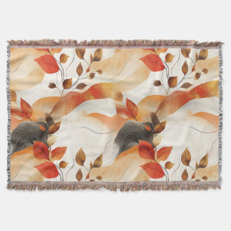 Autumn Elegance Seamless Pattern Throw Blanket