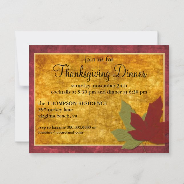Autumn Elegance Thanksgiving Invite (Front)