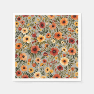 Autumn Elegance Watercolor Floral in Warm Fall Napkin