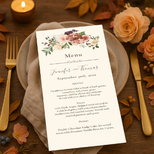 Autumn Elegance Watercolor Floral  Menu