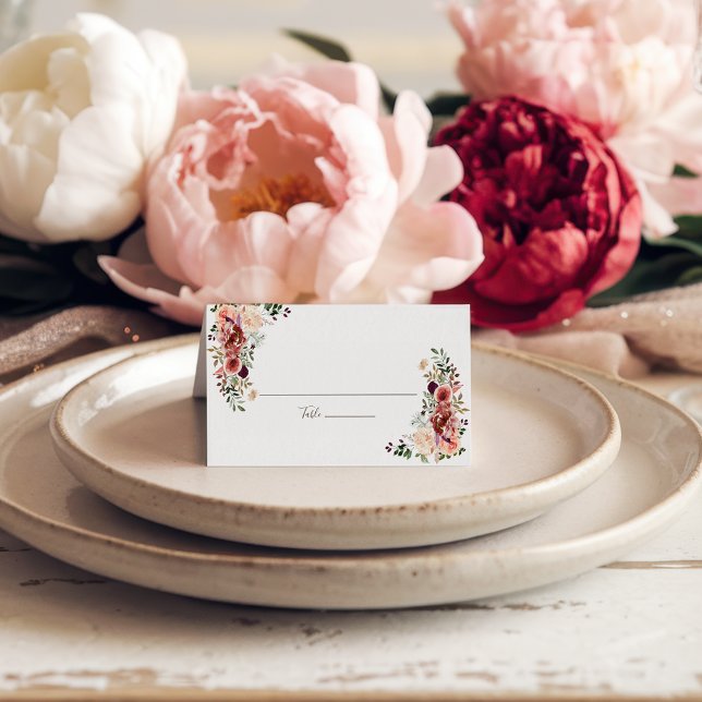 Autumn Elegance Watercolor Floral Place Card (Creator Uploaded)
