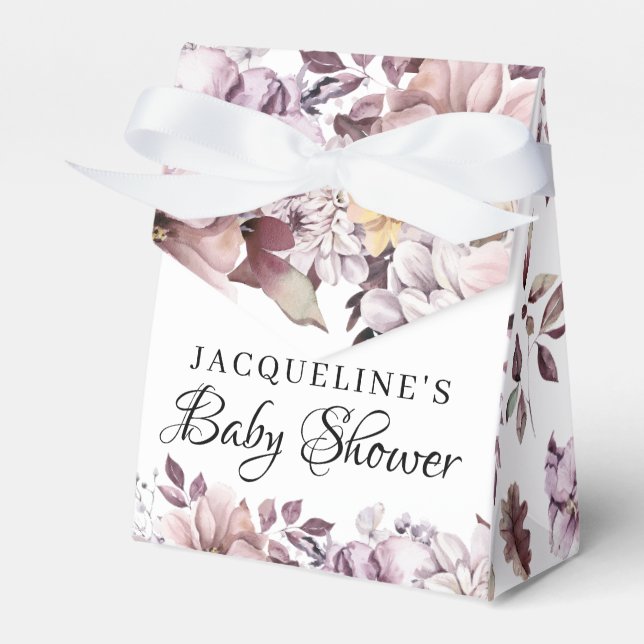 Autumn Elegant Purple Flowers Foliage  Favor Box (Front Side)