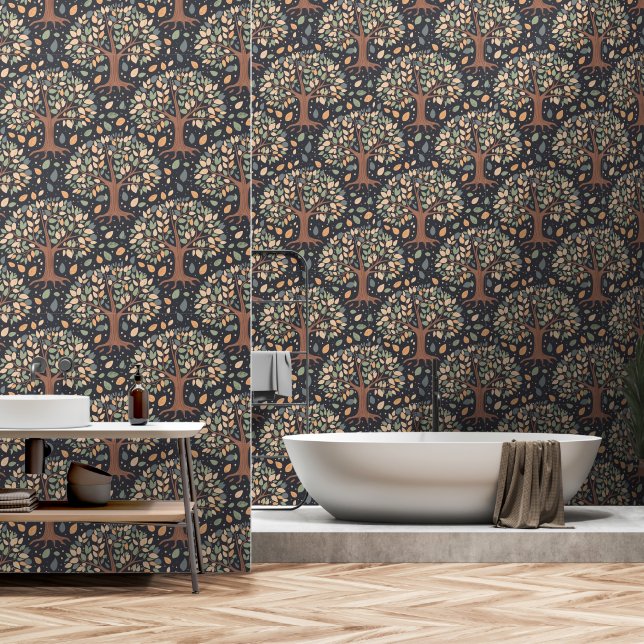 Autumn Enchantment: Botanical Elegant Wallpaper (Bathroom)