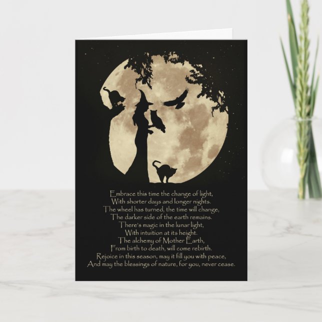 Autumn Equinox Mabon Blessing with Witch Card (Front)