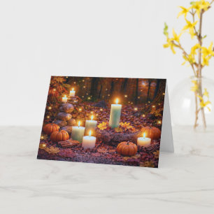 Autumn Equinox Mabon with Candles in the Forest Card