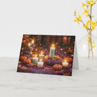 Autumn Equinox Mabon with Candles in the Forest Card
