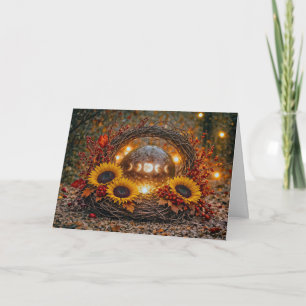 Autumn Equinox Mabon with Moon Phases Sunflowers Card