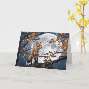 Autumn Equinox with Full Moon Fox and Autumn Card