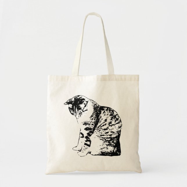 Autumn Errands with Minimal Cat Style Tote Bag (Front)