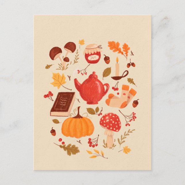 Autumn essentials illustration  postcard (Front)