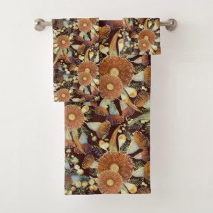 Autumn Eucalyptus And Wattle Pattern Bath Towel Set