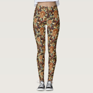 Autumn Eucalyptus And Wattle Pattern Leggings
