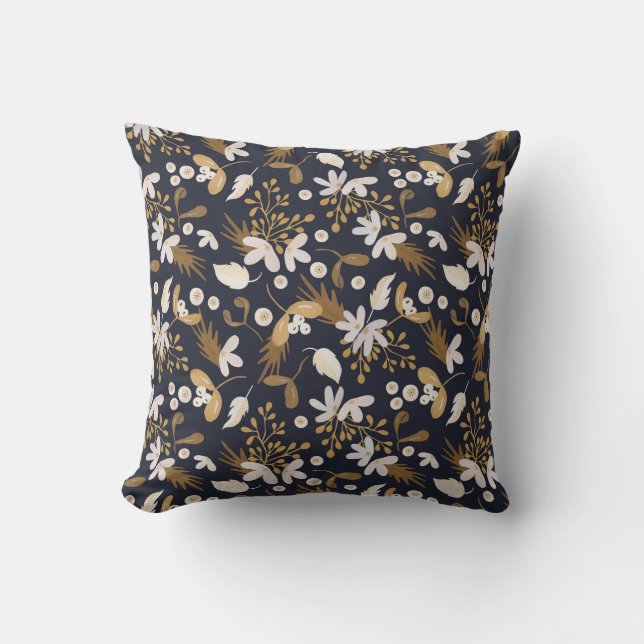 Autumn Evening Bloom Throw Pillow (Front)