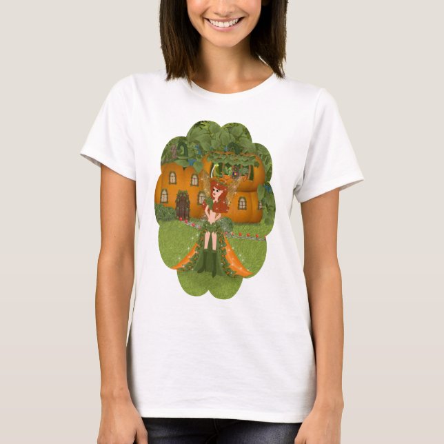 Autumn Fairy Pumpkin Cottage T-Shirt (Front)