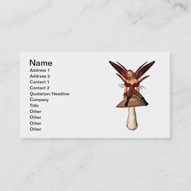 Autumn Fairy sitting on a toadstool Business Card (Front)