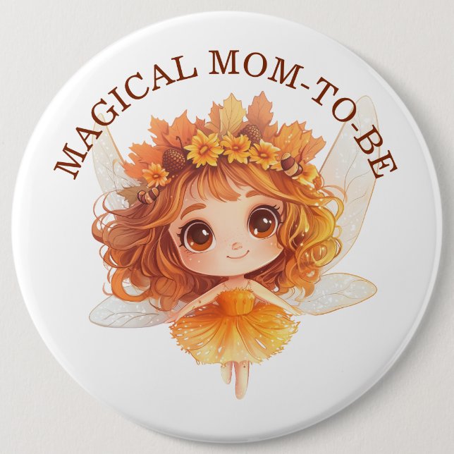 Autumn Fairy Woodland Baby Shower  6 Inch Round Button (Front)