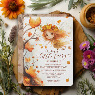 Autumn Fairy Woodland Birthday Invitation