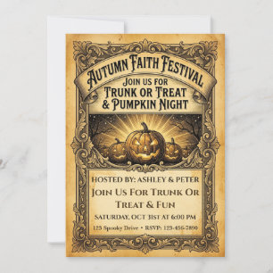 Autumn Faith Festival Trunk Or Treat Halloween Invitation