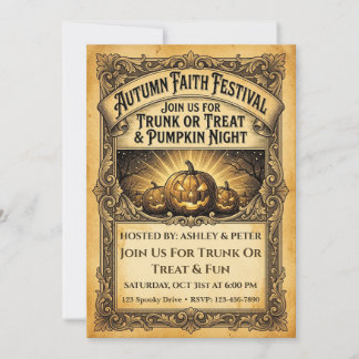 Autumn Faith Festival Trunk Or Treat Halloween Invitation