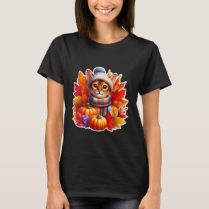 Autumn Fall Abyssinian Cat Owner Thanksgiving Mom T-Shirt