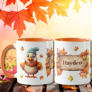 Autumn Fall Animal Adorable Chick Personalized Mug