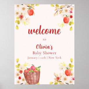 Autumn Fall Apple Gardening Baby Shower Welcome Poster