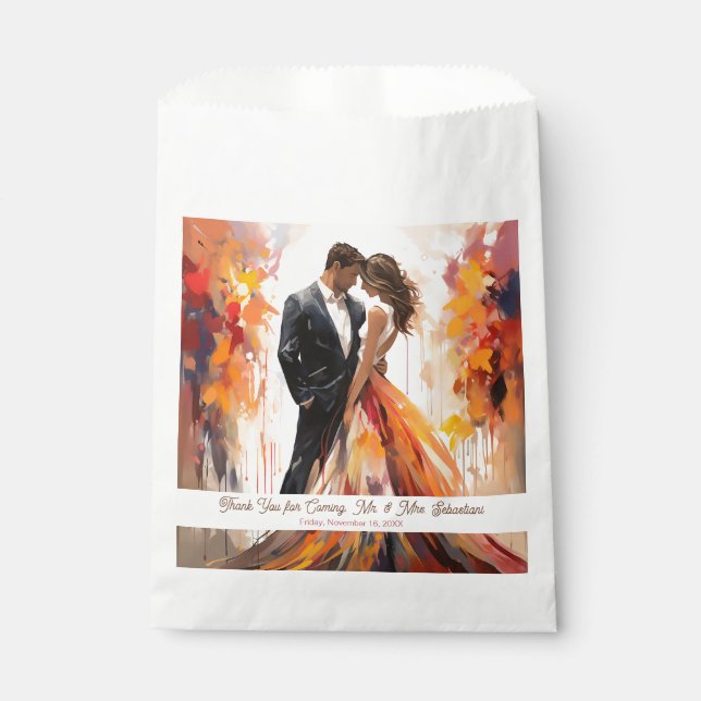 Autumn Fall Artistic Wedding Favour Bag (Front)