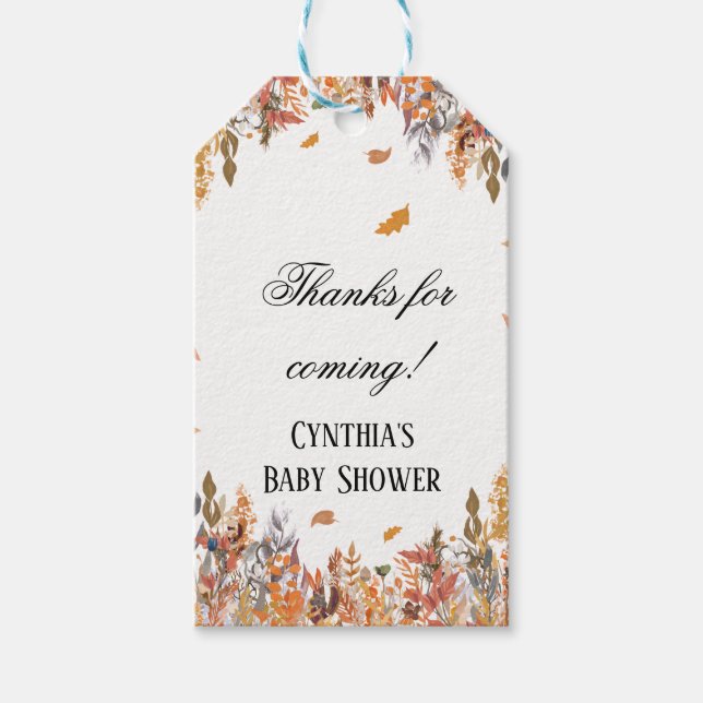 Autumn Fall Baby Shower Favour Tags (Front)