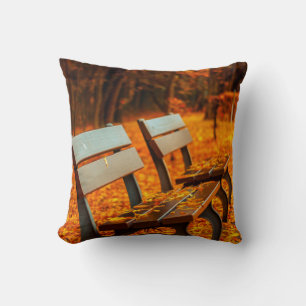 Autumn Fall Bench Design Bedroom or Couch Pillow