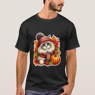 Autumn Fall Birman Cat Owner Thanksgiving Mom Dad  T-Shirt