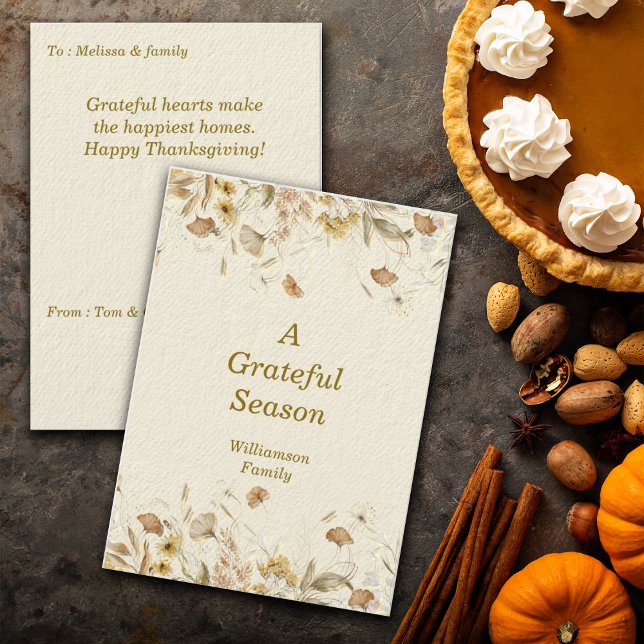 Autumn Fall Botanical Thanksgiving Personalize Holiday Card (Creator Uploaded)