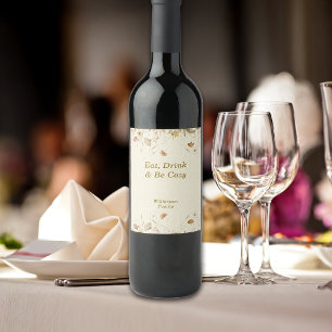 Autumn Fall Botanical Vibes Personalize Wine Label