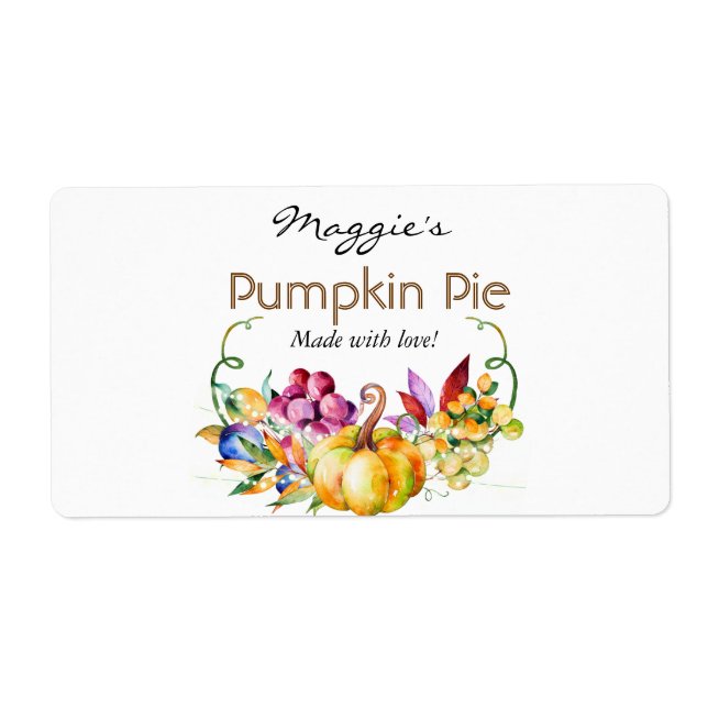 Autumn Fall Brown Pumpkin Baking Labels (Front)