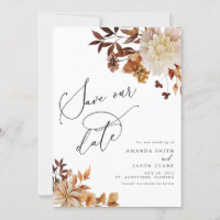 Autumn Fall Burnt Orange Rust Modern Save Our Date