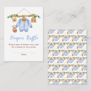 Autumn Fall Clothes Line Boy Baby Shower Enclosure Card